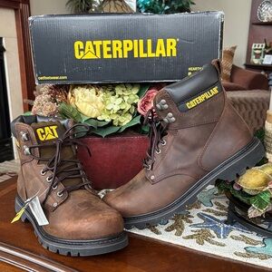 Brand New Caterpillar 2nd Shift Steel Toe Dark Brown Leather Lace Up Work Boots